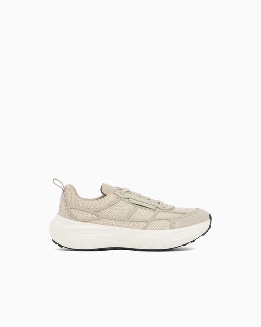 Emporio Armani White Mesh Sneakers With Suede Details Travel Essential for men