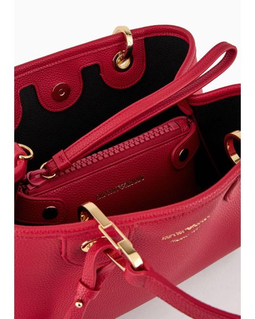Emporio Armani Red Small Myea Shopper Bag With Deer Print