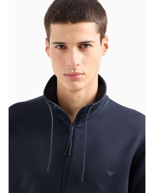 Emporio Armani Blue Travel Essentials Full-zip Sweatshirt In Double Jersey for men