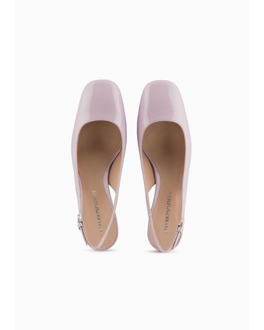 Emporio Armani Pink Patent Leather Slingback Court Shoes