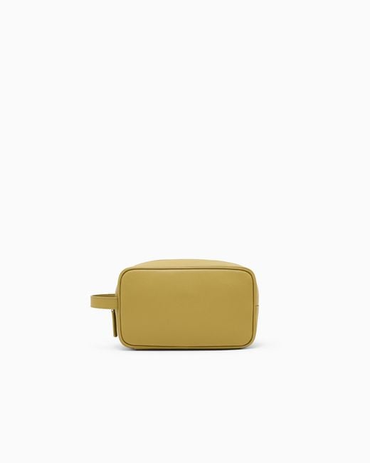 Emporio Armani Yellow Saffiano Beauty Case With A Side Handle And Metallic Logo for men