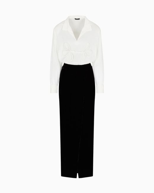Robe Effet Deux Pièces En Velours Jeu De Cartes Asv Emporio Armani en coloris Black