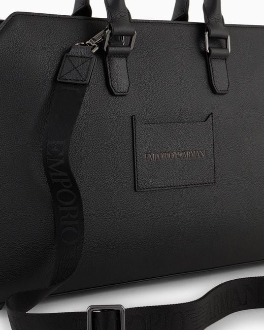 Emporio Armani Businesstasche Aus Getrommeltem Leder in Black für Herren