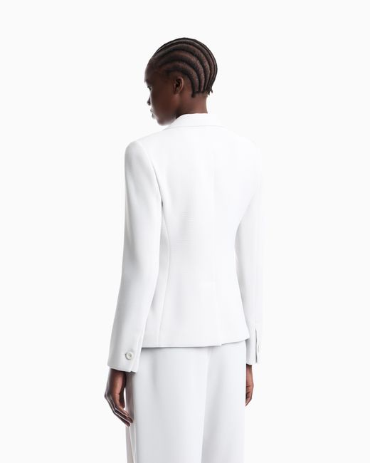 Emporio Armani White Tailored Single-Breasted Blazer With Notched Lapels