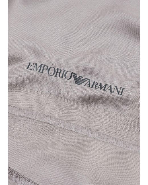 Emporio Armani Gray Viscose And Modal Blend Stole With Logo for men