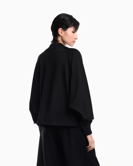 Emporio Armani Black Punto Milano Jersey Blouson Jacket With Drawstring Hem
