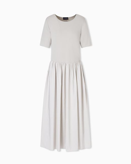 Emporio Armani White Long, Short-Sleeved Interlock Dress