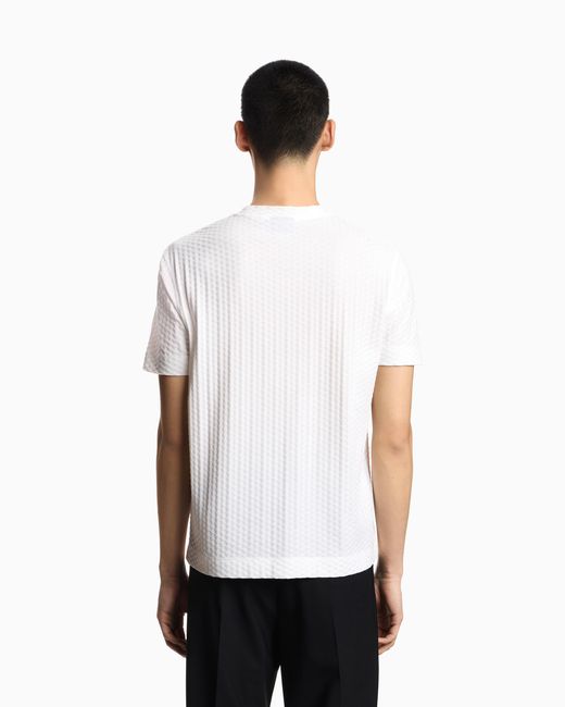 Emporio Armani White Us Exclusive Jacquard Jersey T-Shirt for men