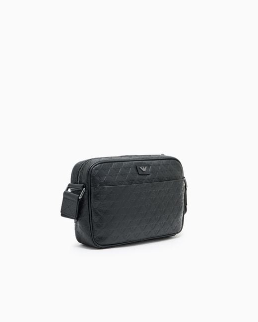 Sac À Bandoulière En Cuir Embossé Aigle All Over Emporio Armani pour homme en coloris Black