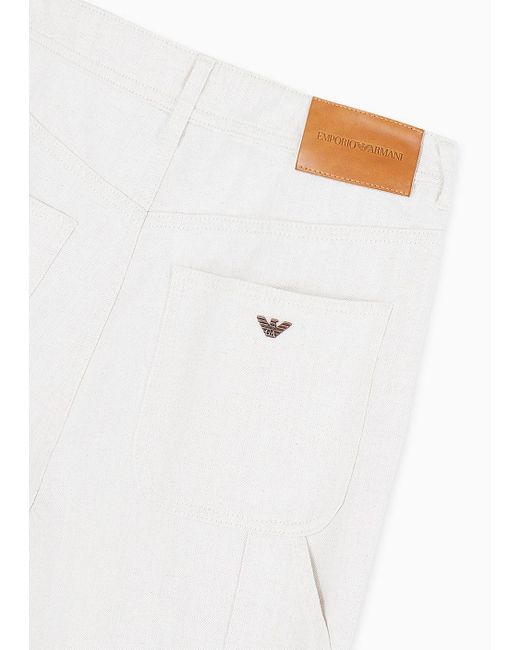 Pantalones Slim Fit De Algodón Y Lino Asv Emporio Armani de color Gray