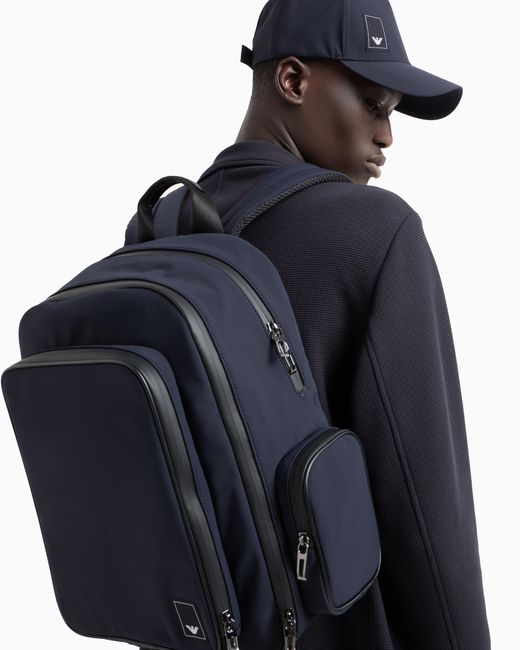 Emporio Armani Blue Travel Essentials Nylon Baseball Cap for men