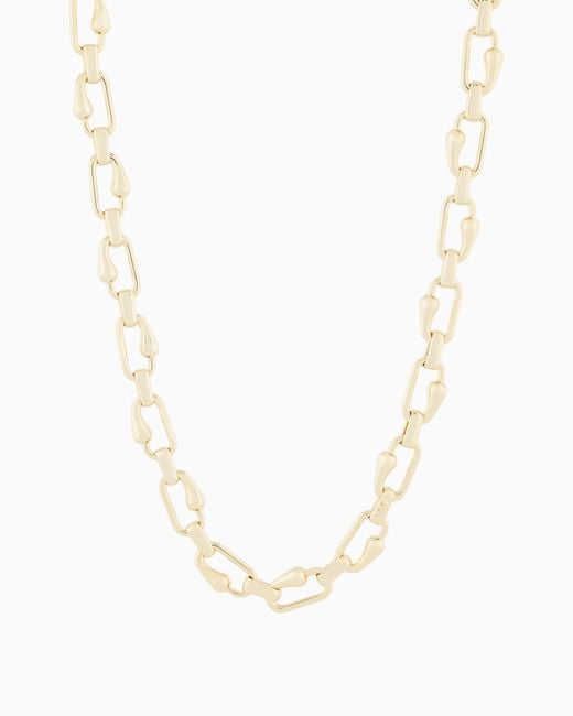 Emporio Armani White Tone Brass Chain Necklace
