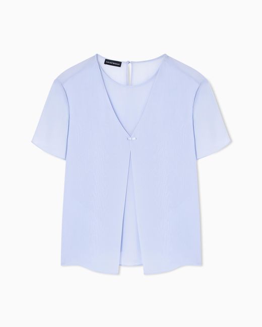 Emporio Armani Blue Two-Piece Technical Georgette Blouse