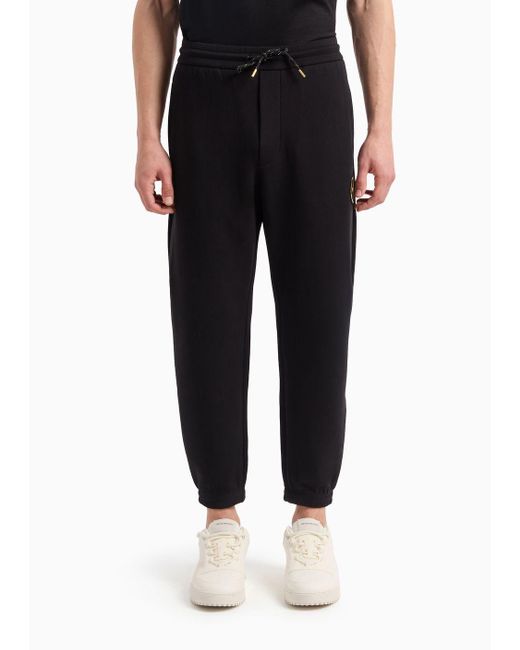 Emporio Armani Black Drawstring Joggers With A Ramadan Capsule Collection Patch for men