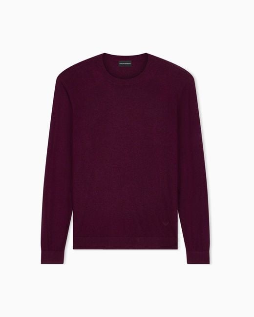 Emporio Armani Purple Silk And Cashmere Sweater for men