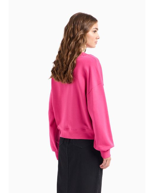 Emporio Armani Pink Asv Organic French Terry V-neck Sweatshirt