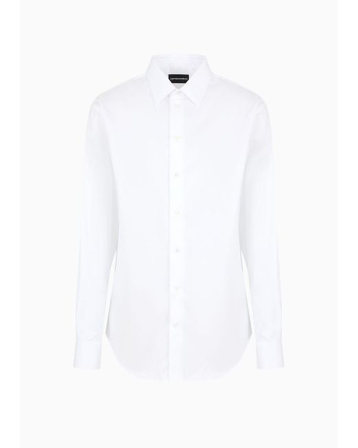 Camicia In Cotone Stretch No Iron di Emporio Armani in White da Uomo