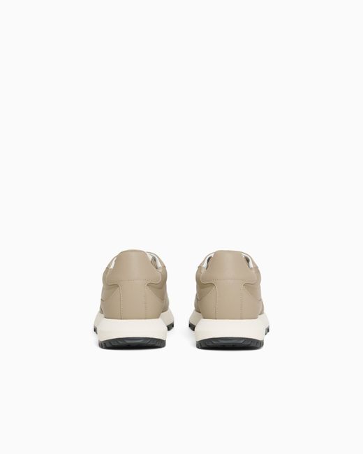 Emporio Armani White Recycled Nylon Sneakers With Regenerated Saffiano Details for men