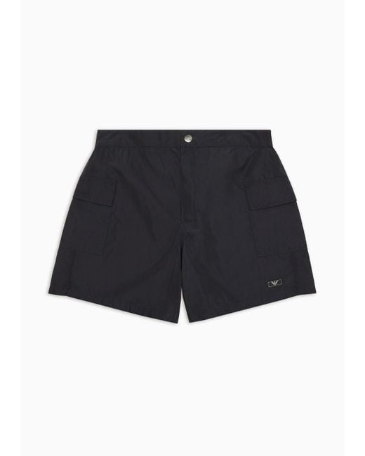 Costume Shorts In Nylon Black Label di Emporio Armani in Blue da Uomo