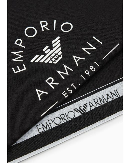 Top Cropped De Estar Por Casa De Algodón Orgánico Iconic Con Banda Con Logotipo Asv Emporio Armani de color Black