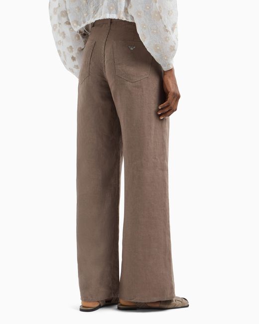 Pantaloni J33 Vita Media E Gamba Cropped Svasata di Emporio Armani in Brown
