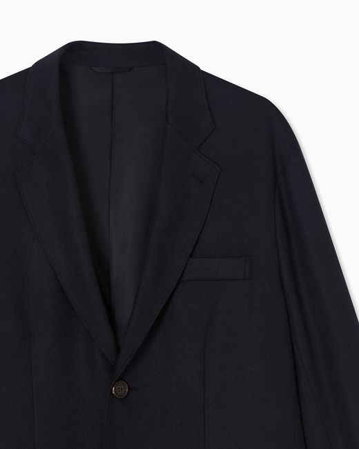 Emporio Armani Blue Virgin-Wool Cloth Single-Breasted Blazer for men