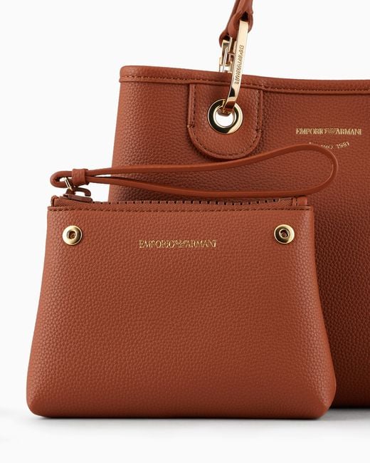 Emporio Armani Brown Kleiner Shopper Myea Mit Hirsch-print