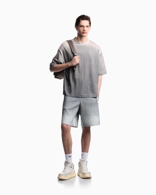 Emporio Armani Gray Double-Jersey Gradient Bermuda Shorts for men