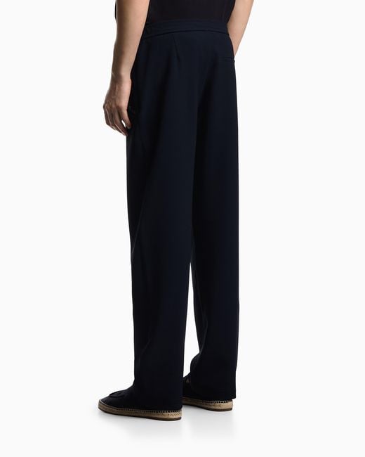 Emporio Armani Blue Icon 3D Piqué-Effect Crêpe Jersey Trousers for men
