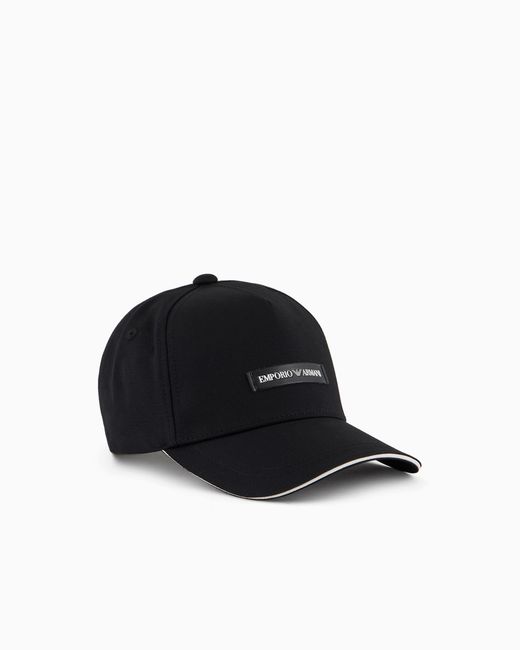 Emporio Armani Black Canvas Baseball Cap for men