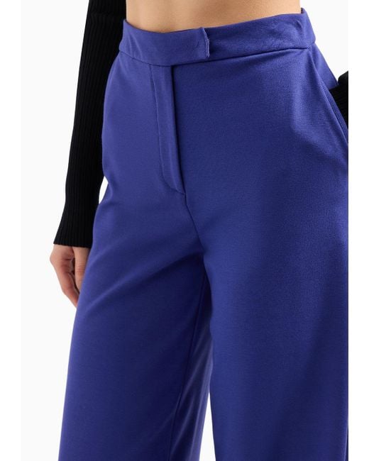 Pantaloni In Tessuto Punto Milano Elasticizzato Con Fondo Stretto di Emporio Armani in Blue