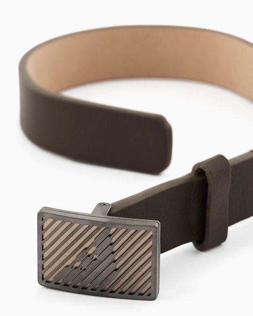 Emporio Armani White Leather Id Bracelet for men