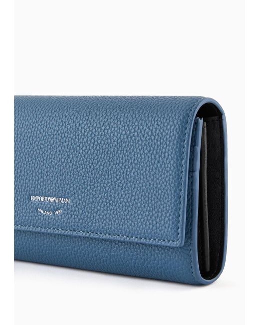Emporio Armani Blue Deer-print Myea Wallet With Flap
