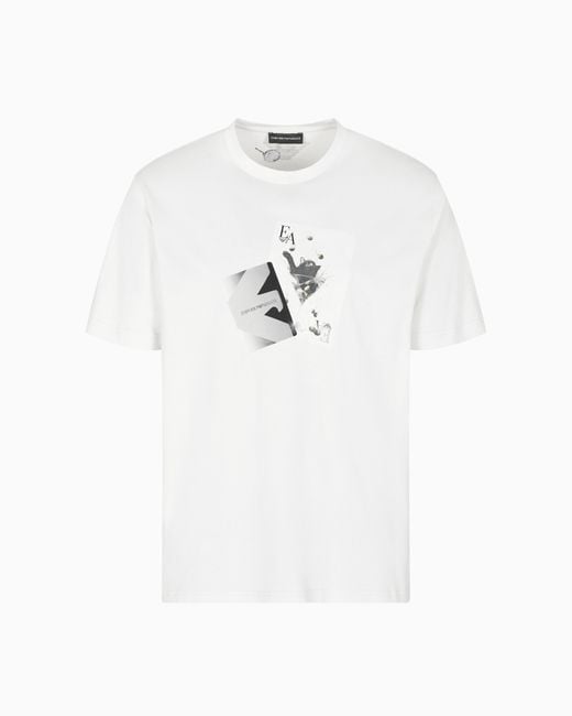 Emporio Armani White Asv Jersey T-Shirt With Playing Cards Print for men