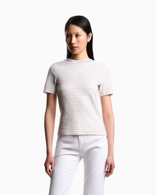 Emporio Armani White Stretch Jersey Jacquard Sweater