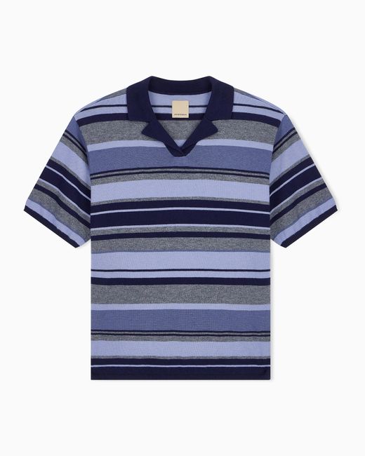 Emporio Armani Blue Knitted Polo Shirts for men