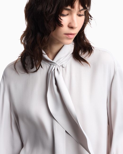 Emporio Armani White Scarf Collar Shirt