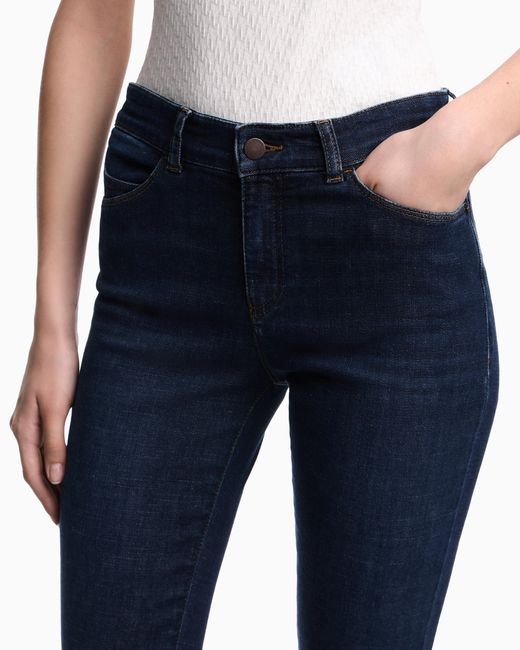Emporio Armani Blue J18 Worn-Look, Stretch-Denim Skinny Jeans