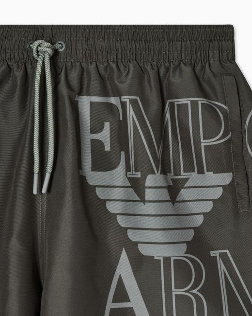 Emporio Armani Gray Bold Logo Swim Shorts for men