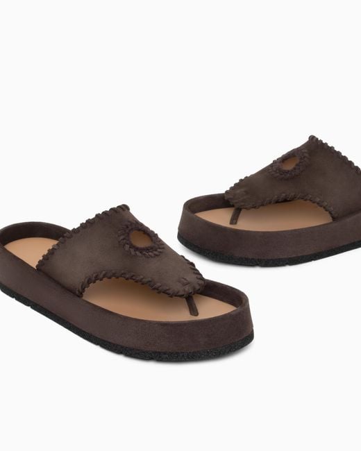Emporio Armani White Velour Suede Flip-Flop Sandals for men