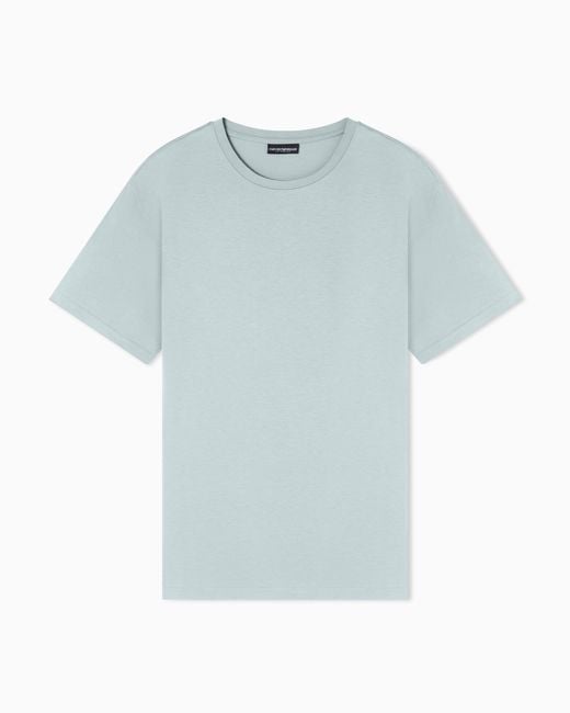Emporio Armani Blue Out Of Water Print Jersey Beachwear T-Shirt for men
