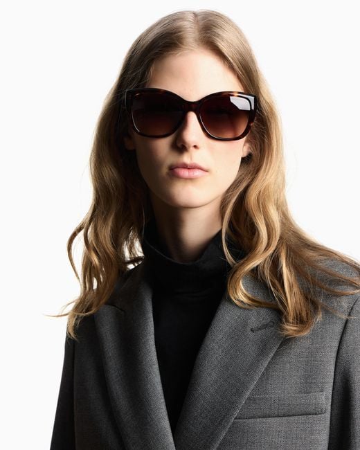 Emporio Armani Brown Cat-Eye Sunglasses