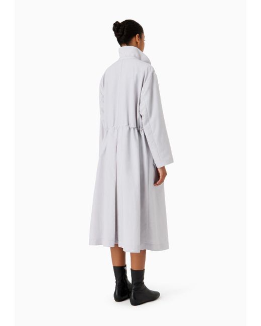 Trench-coat En Crêpe De Nylon Avec Cordon De Serrage Emporio Armani en coloris White