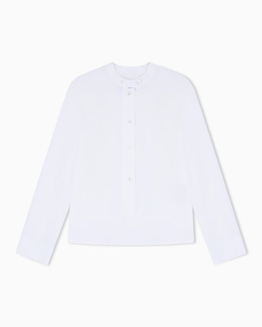 Emporio Armani White Poplin Shirt With Guru Collar
