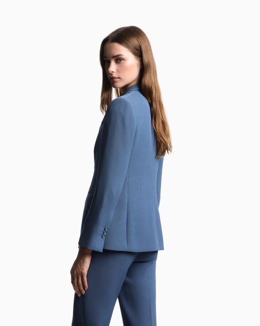 Blazer À Simple Boutonnage En Tissu Technique Gaufré Asv Emporio Armani en coloris Blue