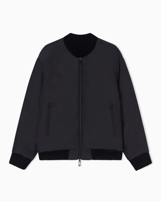 Emporio Armani Black Lunar New Year Reversible Velvet Down Jacket for men