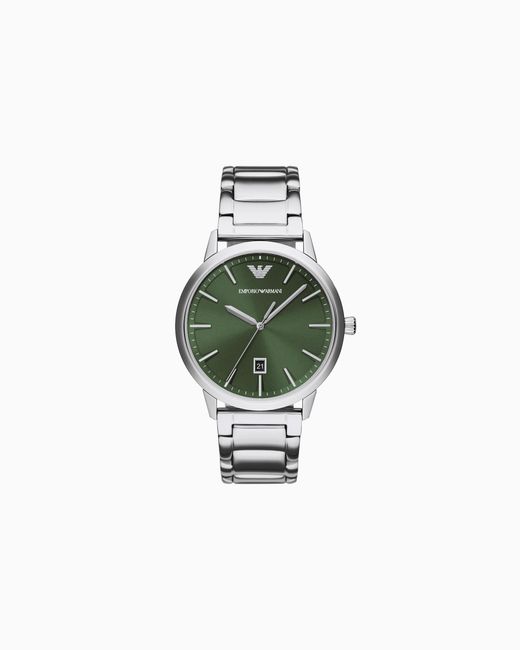 Emporio Armani Green Three-Hand Date Stainless Steel Watch for men