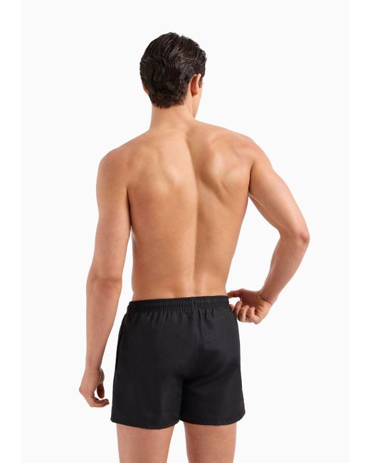 Emporio Armani Black Essential Drawstring Swim Shorts for men