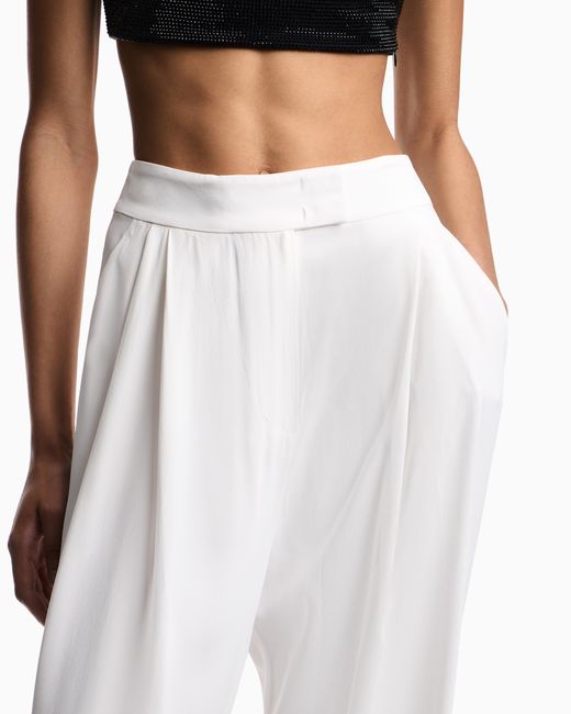 Emporio Armani White Wide Leg Trousers