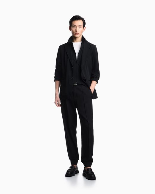 Emporio Armani Blue Stretch-Nylon Twill Blazer With Detachable Inner Panel for men